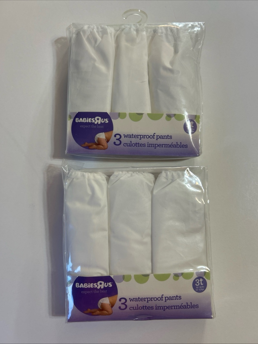 Babies R Us 3  Pack Waterproof Baby Pants  3T. Lot Of 2